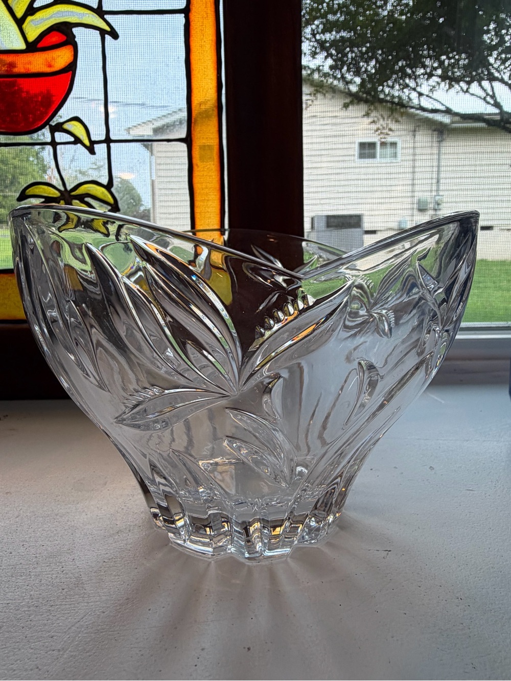 Gorham Cut Crystal Iris Decorative Bowl - Clear Glass